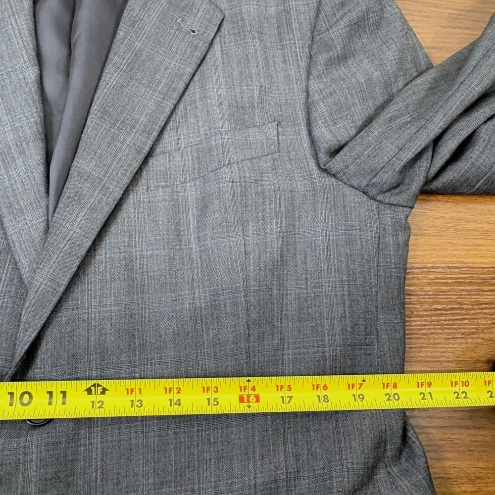 Joseph Abboud Nordstrom Blazer 44R Gray‎ Glen Plaid Wool Sport Coat Professional